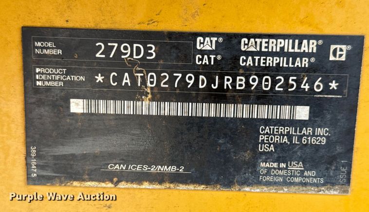 image for item DX5810 2021 Caterpillar 279D3 tracked skid steer loader