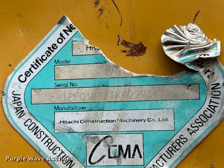 image for item DX5811 2020 John Deere 17G mini excavator