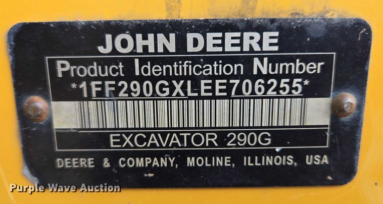 image for item DY1218 2015 John Deere 290G LC excavator