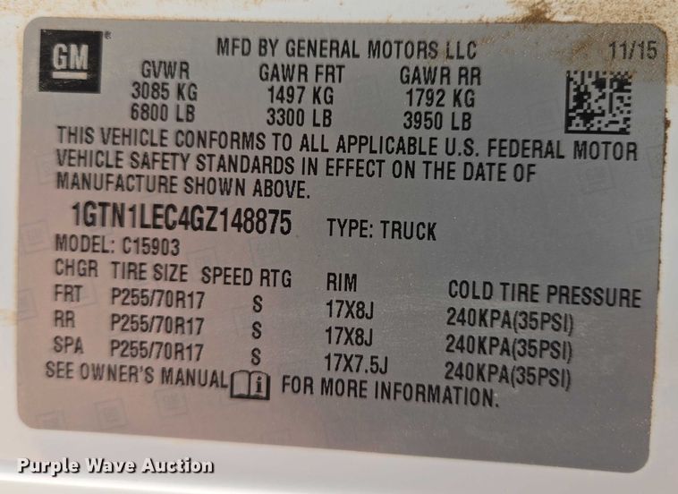 image for item DY1223 2016 GMC Sierra pickup truck