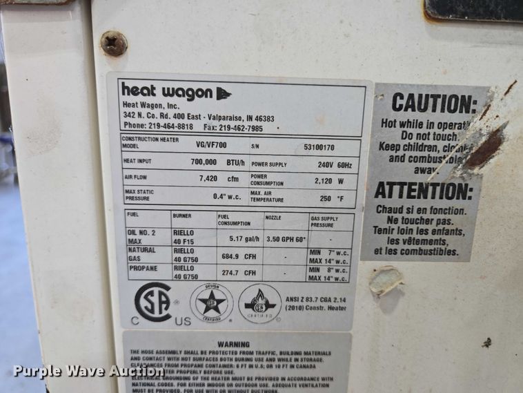 image for item DY1283 Heat Wagon VG/VF700 heater