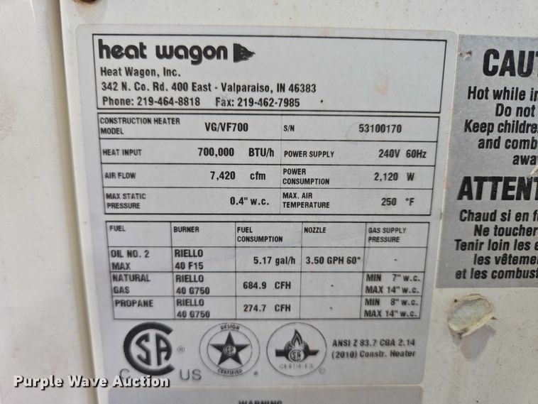 image for item DY1283 Heat Wagon VG/VF700 heater