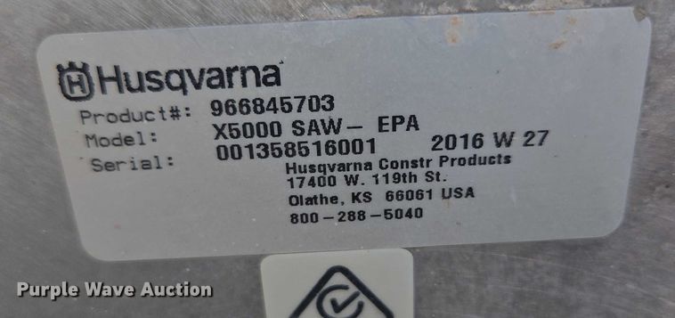 image for item DY1288 2016 Husqvarna Soff-Cut 5000 concrete saw