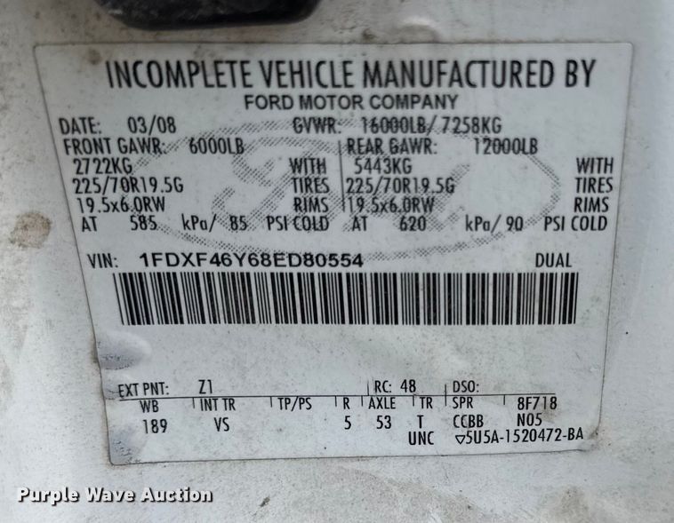 image for item DY8107 2008 Ford F450 Super Duty dump flatbed truck