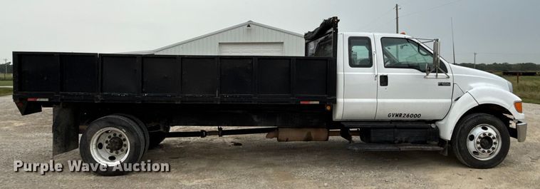 image for item DY8108 2004 Ford F650 Super Duty Crew Cab dump flatbed truck