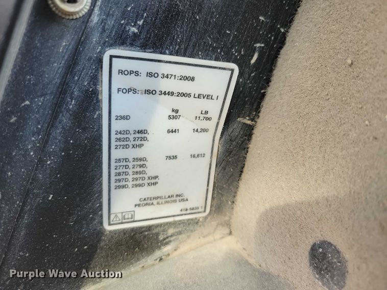 image for item DZ6596 2015 Caterpillar 279D tracked skid steer loader