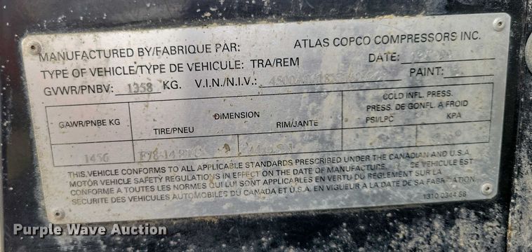 image for item DZ6620 1999 Atlas Copco XAS 96 air compressor