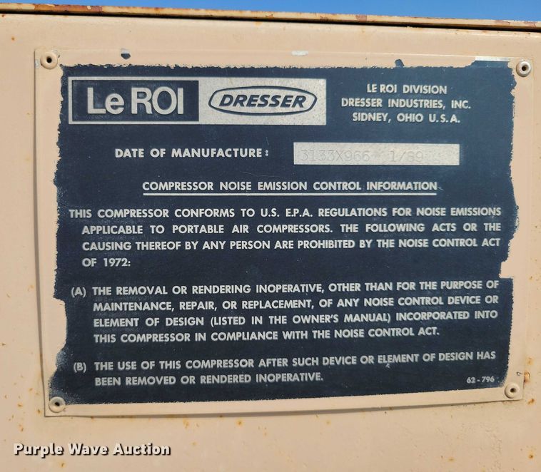 image for item DZ6635 1989 Le Roi Dresser air compressor