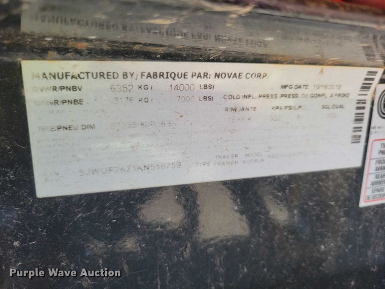 image for item DZ6703 2019 H & H equipment trailer