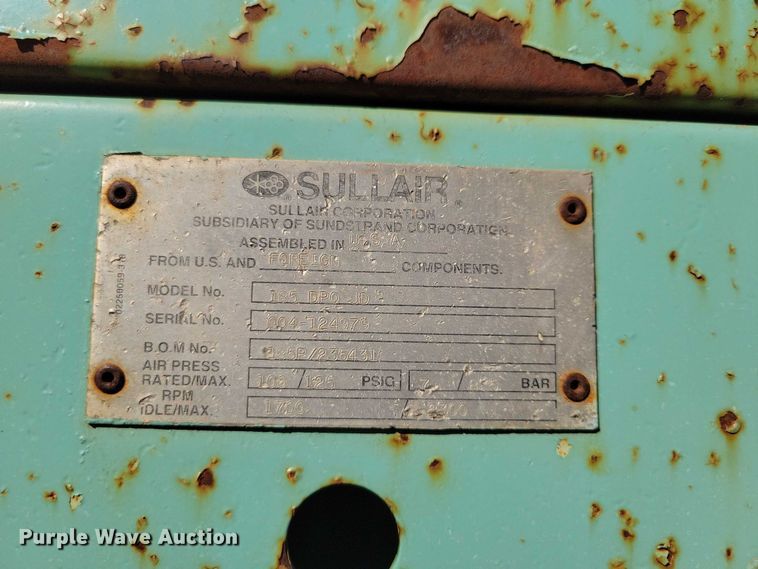 image for item DZ6724 Sullair 185 DPQ JD air compressor