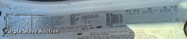 image for item EA1890 2004 Sterling Truck L9500 Series dump truck