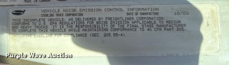 image for item EA1890 2004 Sterling Truck L9500 Series dump truck