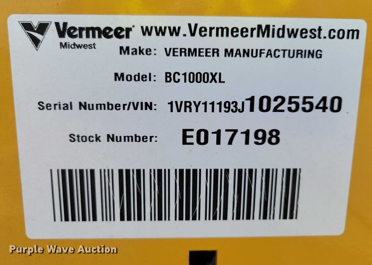 image for item EA2566 2018 Vermeer BC1000XL wood chipper