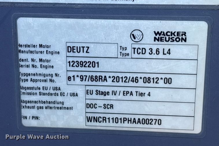 image for item EA6977 2019 Wacker Neuson RC110 single drum vibratory roller