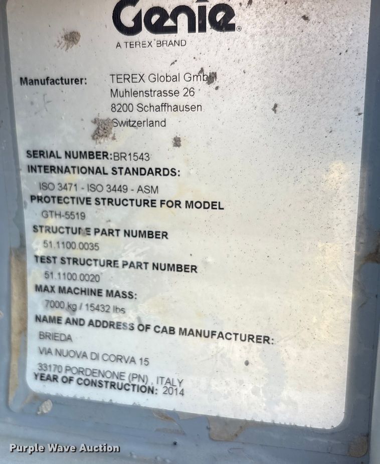 image for item EA7531 2014 Genie GTH-5519 telehandler
