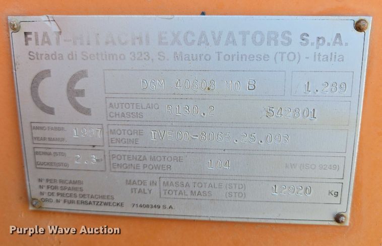 image for item EB1046 1997 Fiat-Allis FR130.2 wheel loader