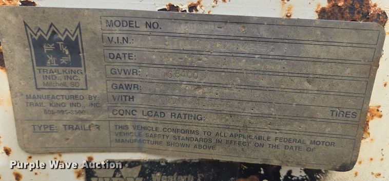 image for item EB1050 2002 Trail King TK54BDU-402 bottom dump trailer