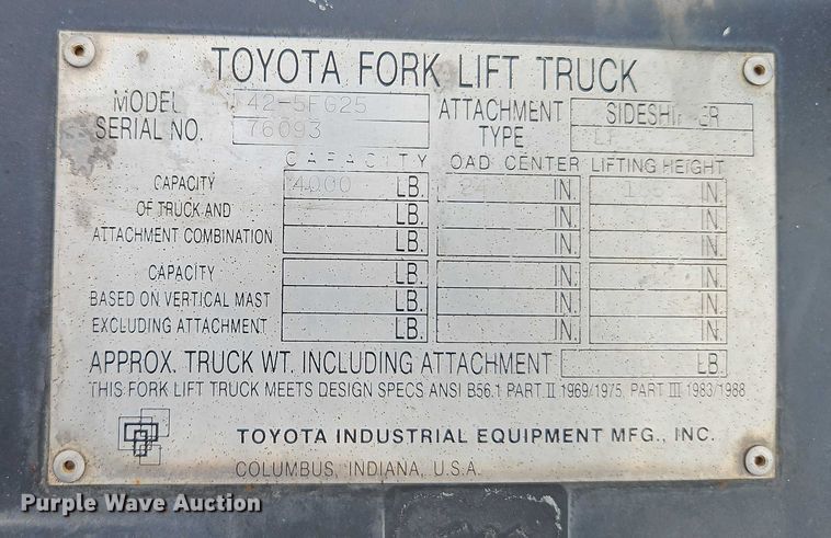 image for item EB8313 Toyota 42-5FG25 forklift