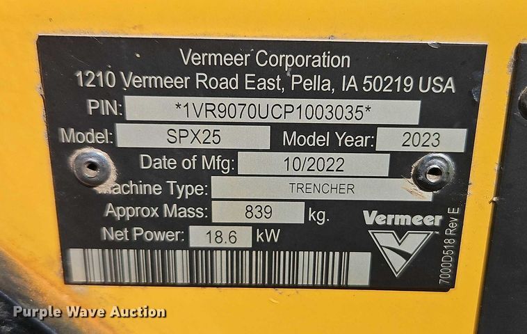image for item EB8324 2023 Vermeer SPX25 vibratory cable plow