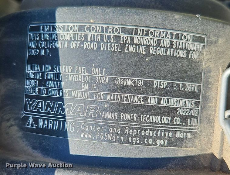 image for item EB8327 2022 Yanmar VIO25-6B mini excavator