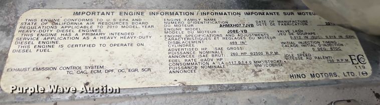 image for item EB8334 2011 Hino 338 utility / service truck