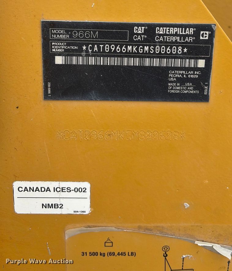 image for item EC3775 2019 Caterpillar 966M wheel loader