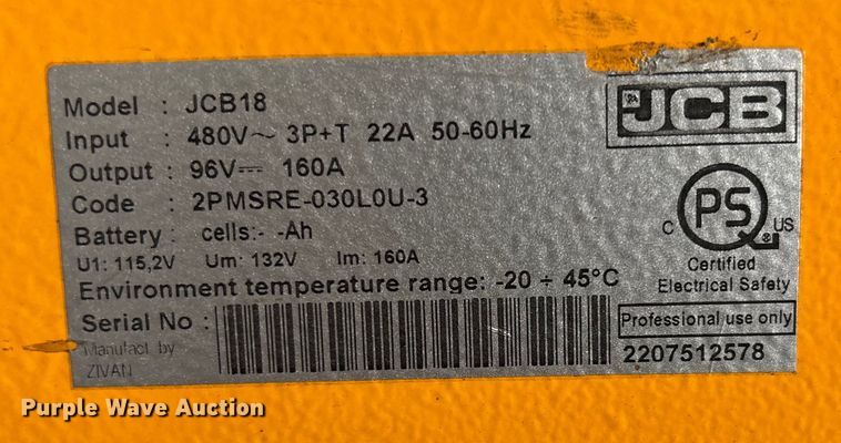 image for item EC3831 2022 JCB JCB18 forklift charger