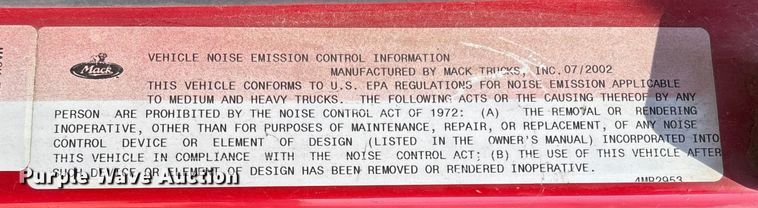 image for item ED2243 2003 Mack Vision Dump Truck