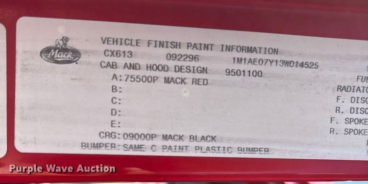 image for item ED2243 2003 Mack Vision Dump Truck