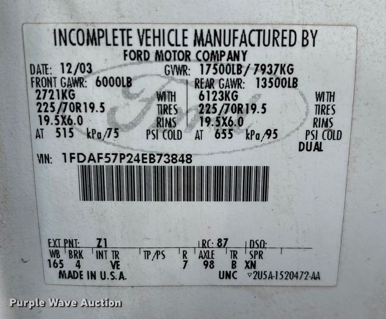 image for item ED2254 2004 Ford F550 bucket truck