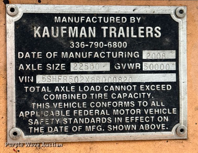 image for item ED5912 2009 Kaufman drop deck equipment trailer