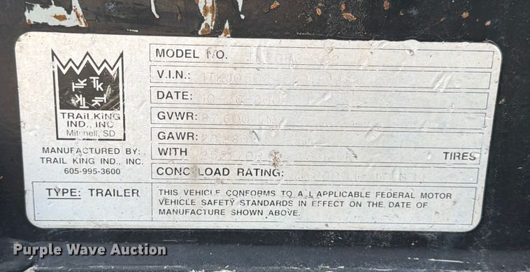 image for item ED5922 2005 Trail King TK70RG-502 lowboy equipment trailer