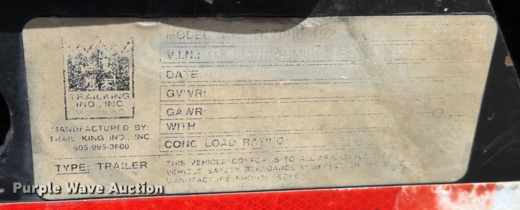 image for item ED5923 2011 Trail King TK70HG-492 lowboy equipment trailer