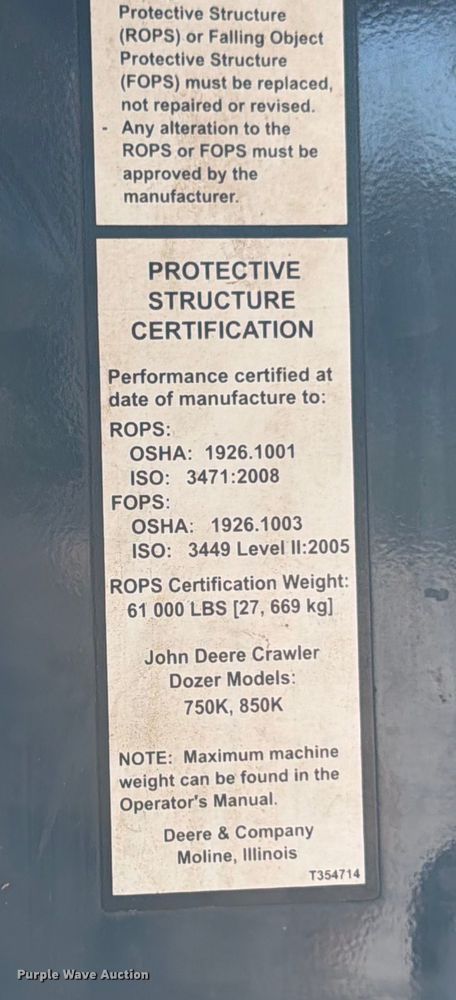 image for item ED5941 2018 John Deere 850K dozer