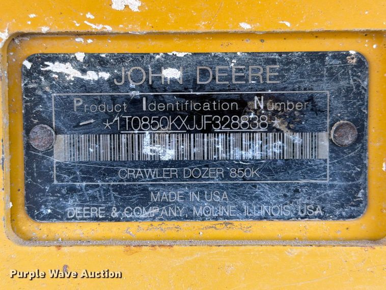 image for item ED5941 2018 John Deere 850K dozer
