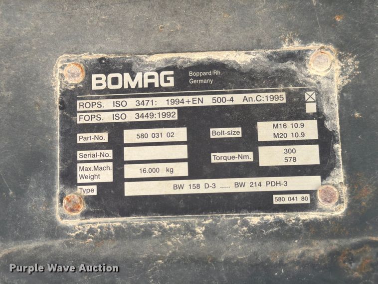 image for item ED5944 2006 Bomag BW 213 PDH-3 single drum vibratory roller