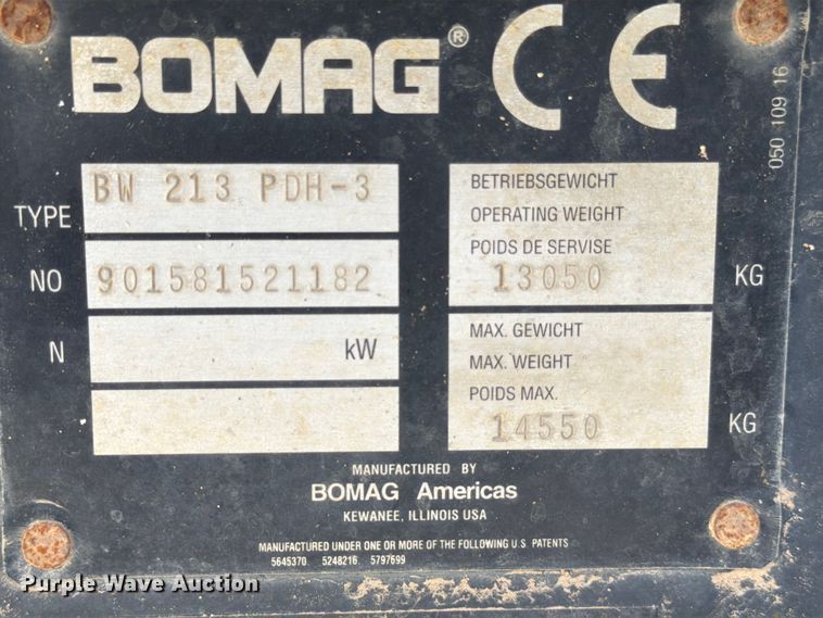 image for item ED5944 2006 Bomag BW 213 PDH-3 single drum vibratory roller