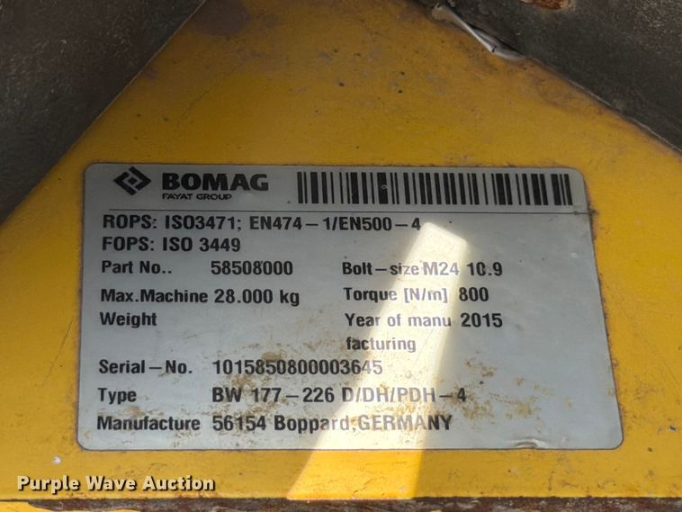 image for item ED5945 2015 Bomag BW 211 PD-50 single drum vibratory roller