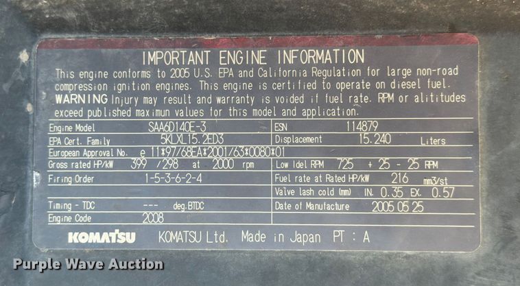 image for item ED5948 2006 Komatsu HM350-1L articulated haul truck