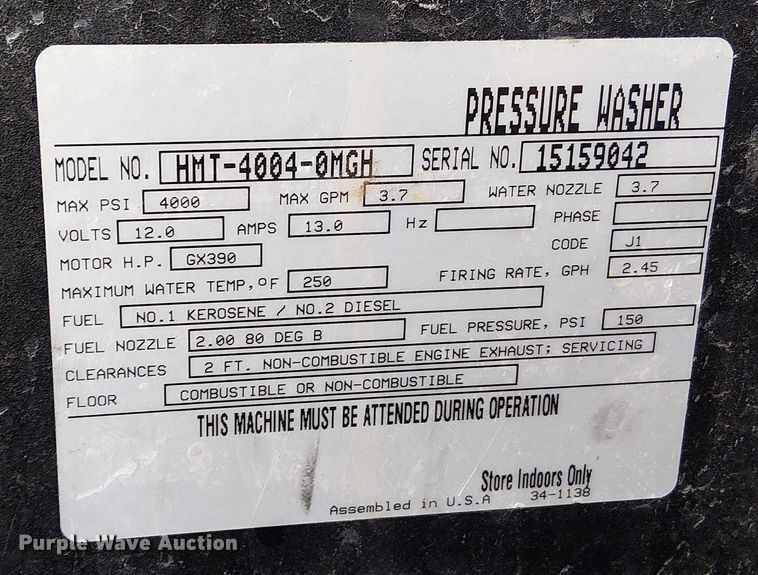 image for item EF0980 2023 MI-T-M HMT-4004-0MGH pressure washer trailer