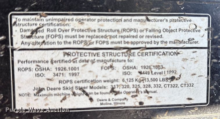 image for item EF6059 2009 John Deere CT332 tracked skid steer loader