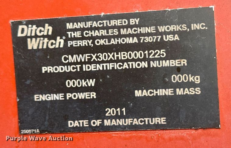 image for item EG5969 2011 Ditch Witch FX30 vacuum excavator