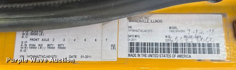 image for item EH7522 2012 International 7400 dump truck