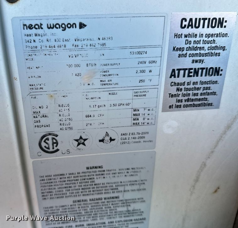 image for item EL0004 Heat wagon VG/VF700 heater