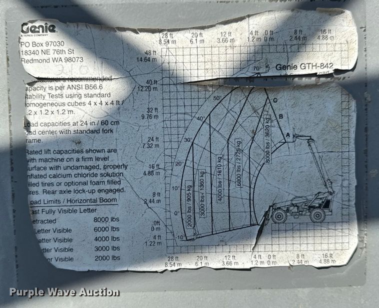 image for item EM8149 2007 Genie GTH-842 telehandler