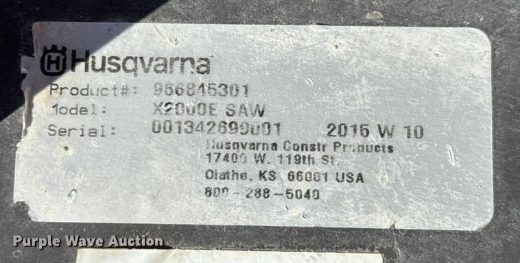 image for item EM8160 2015 Husqvarna Soff-Cut 2000E concrete saw