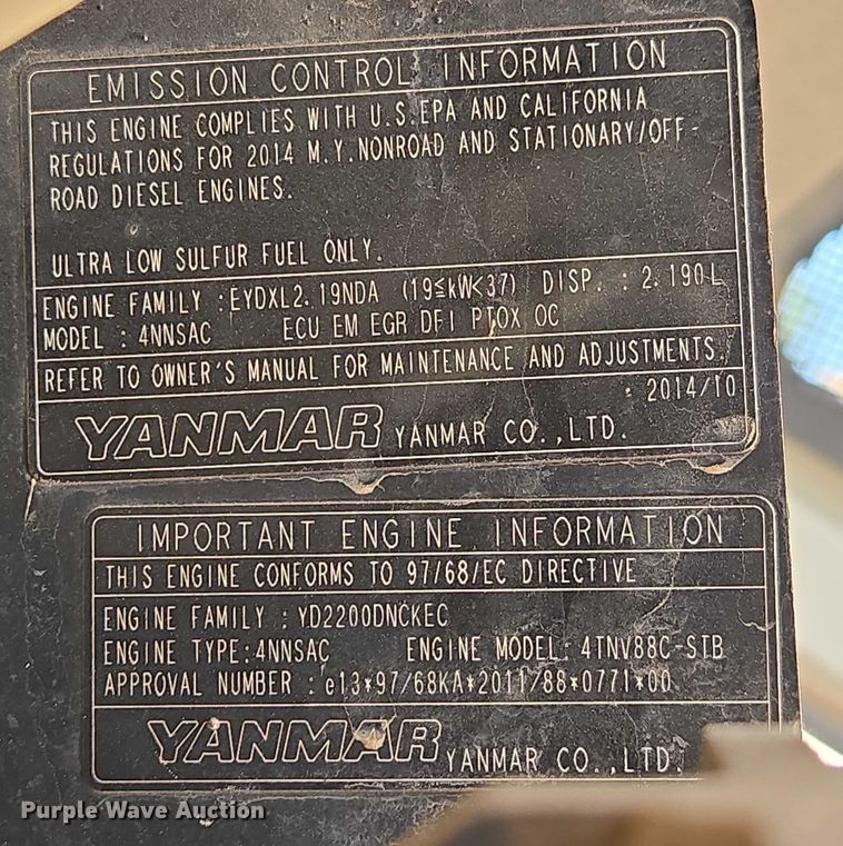 image for item EN3753 2015 Takeuchi TB240 mini excavator