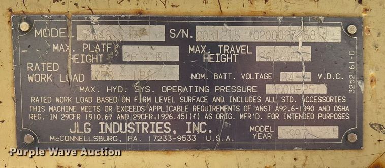 image for item EN5614 1997 JLG 2646E scissor lift