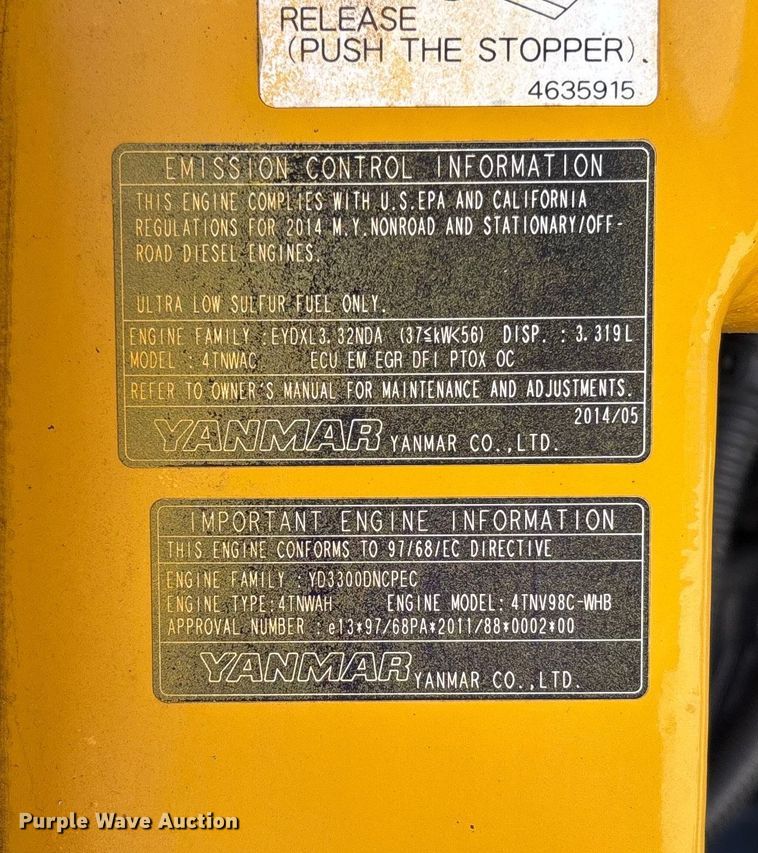 image for item EN7002 2014 John Deere 60G mini excavator