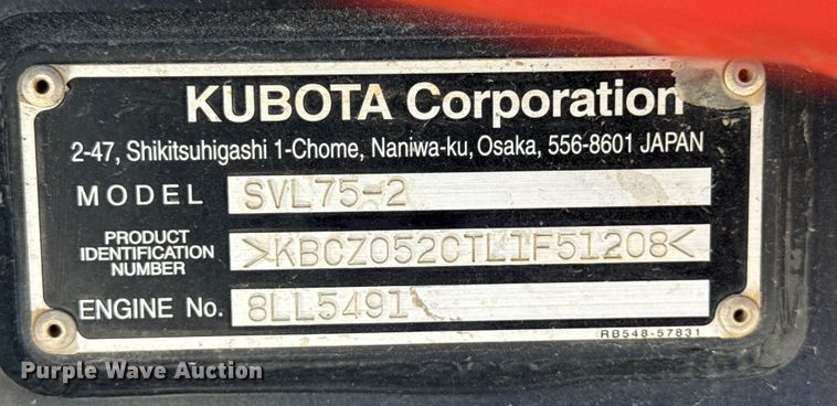 image for item EN7013 2020 Kubota SVL 75-2 tracked skid steer loader